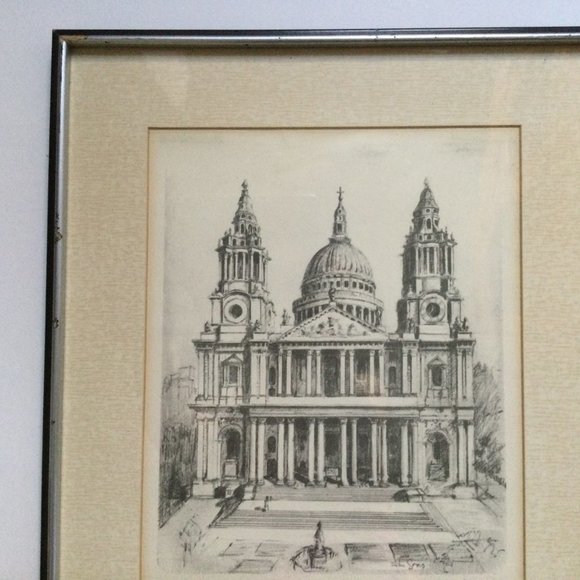 John Gray lithography print pencil signed vintage framed London tower - Picture 2 of 5